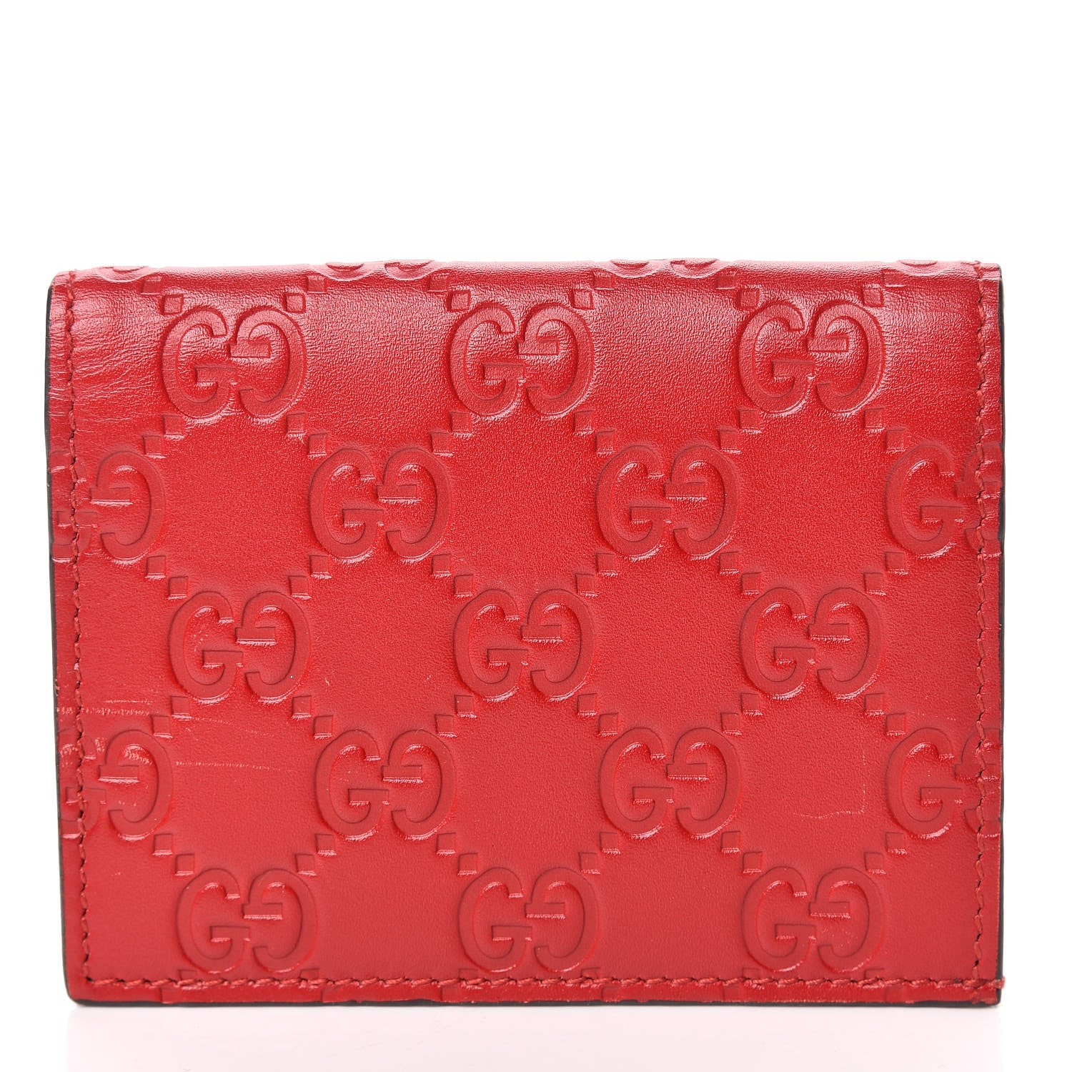 Gucci Guccissima Card Case Wallet Red 1 of 11