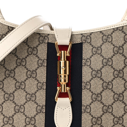 Gucci GG Supreme Monogram Azalea Calfskin Web Small Jackie 1961 Hobo Beige Ebony Mystic White 8 of 9