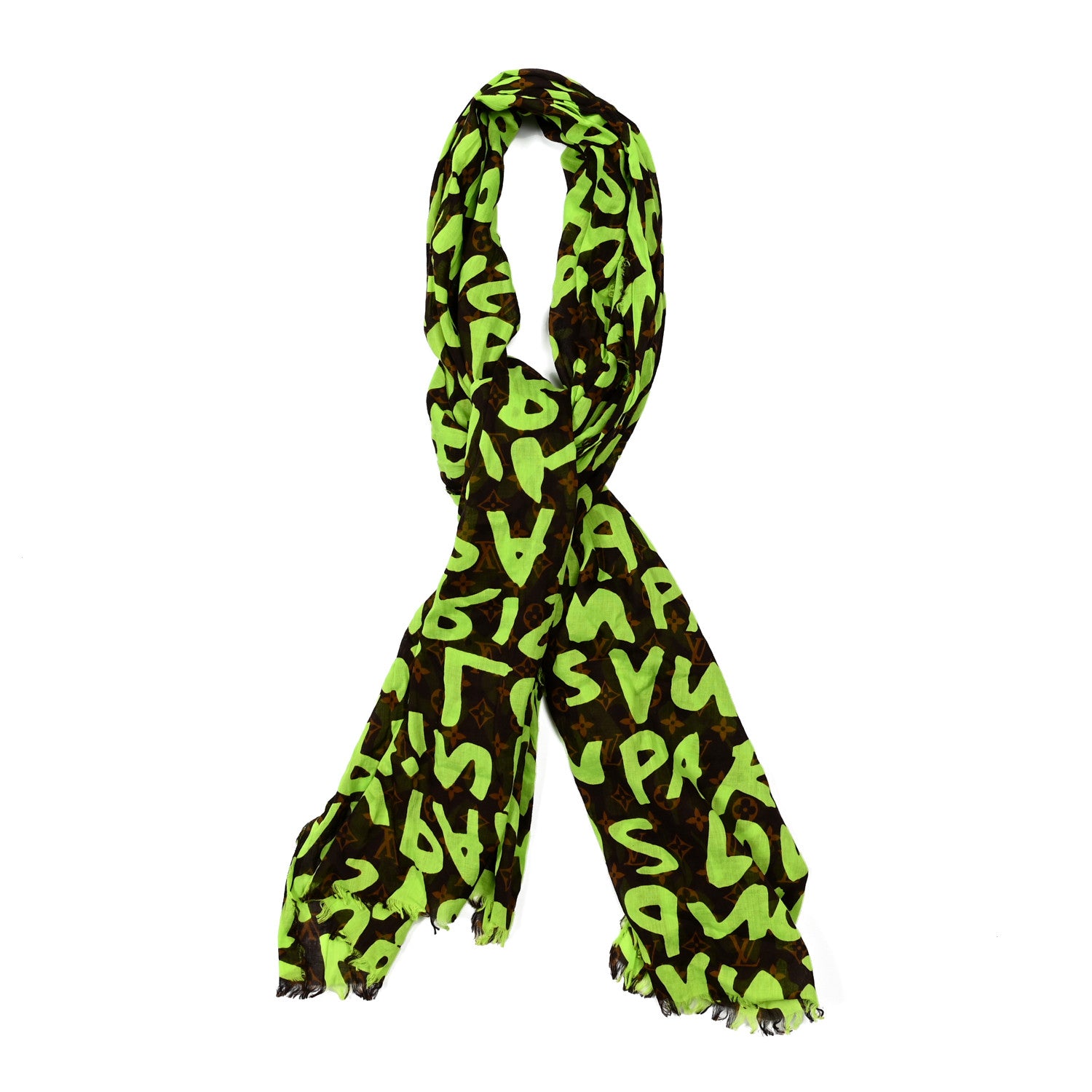 Louis Vuitton Cotton Graffiti Pareo Green 1 of 3