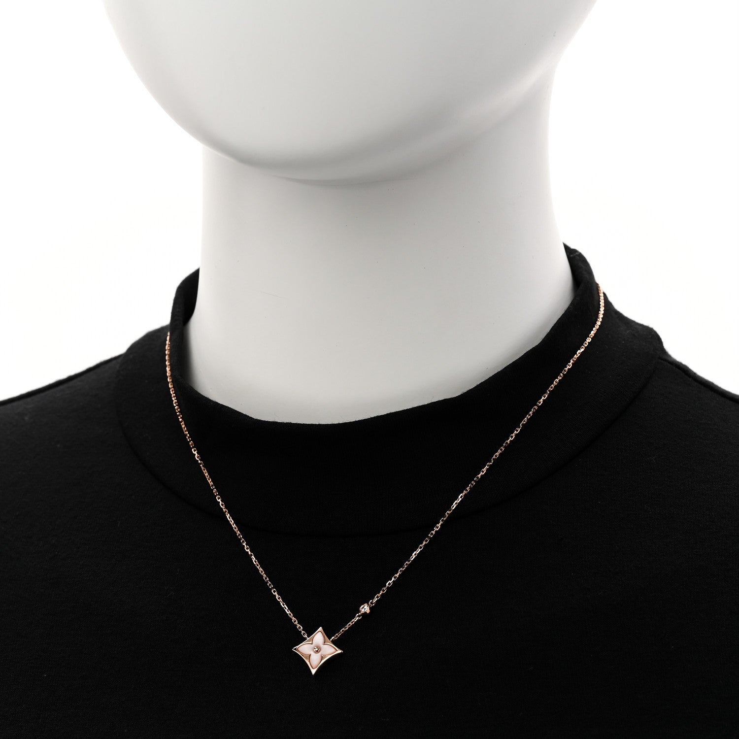 Louis Vuitton 18K Pink Gold Diamond Pink Mother of Pearl Color Blossom BB Star Pendant Necklace 2 of 6