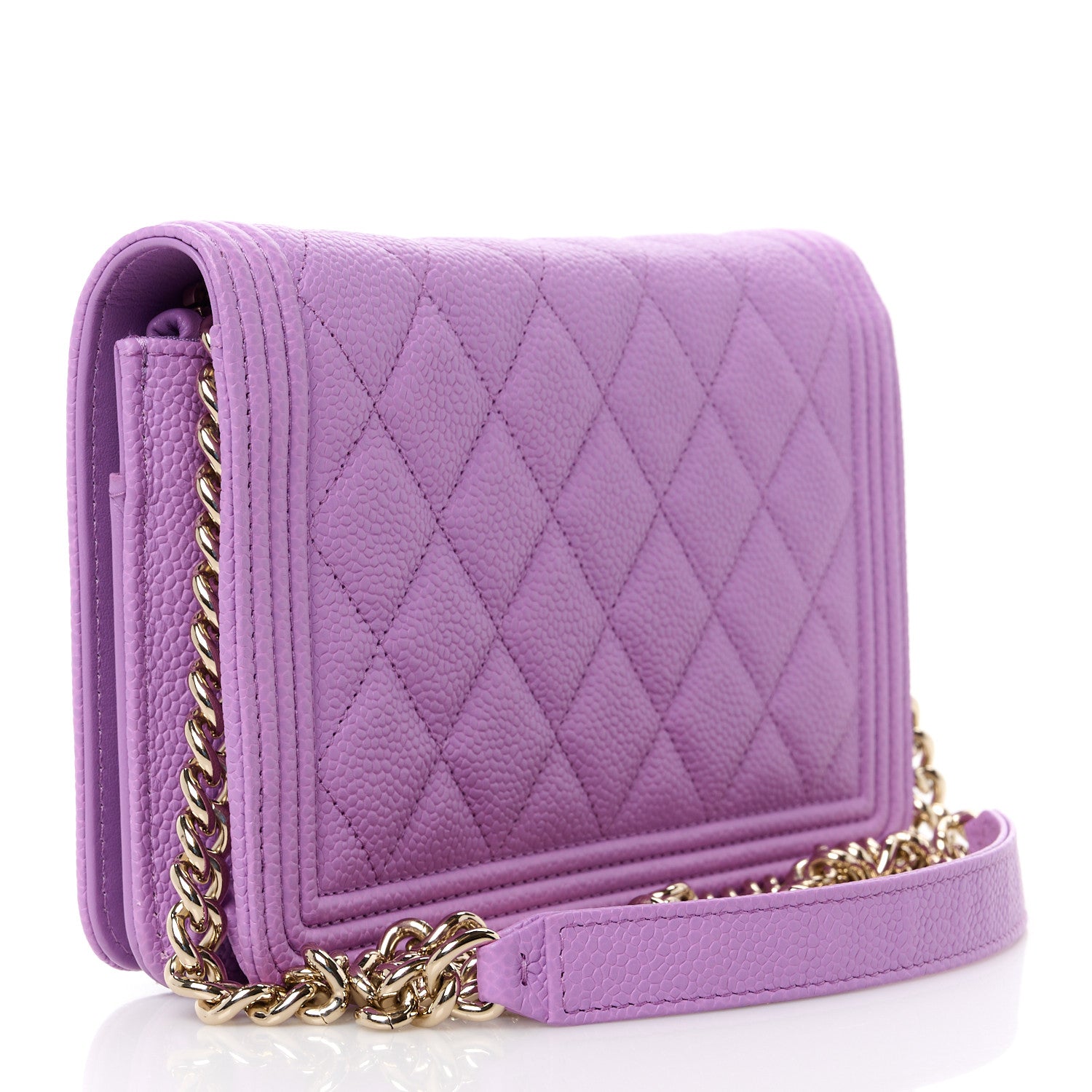 Chanel Caviar Quilted Boy Wallet On Chain WOC Purple 3 of 12