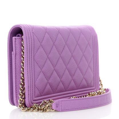 Chanel Caviar Quilted Boy Wallet On Chain WOC Purple 3 of 12