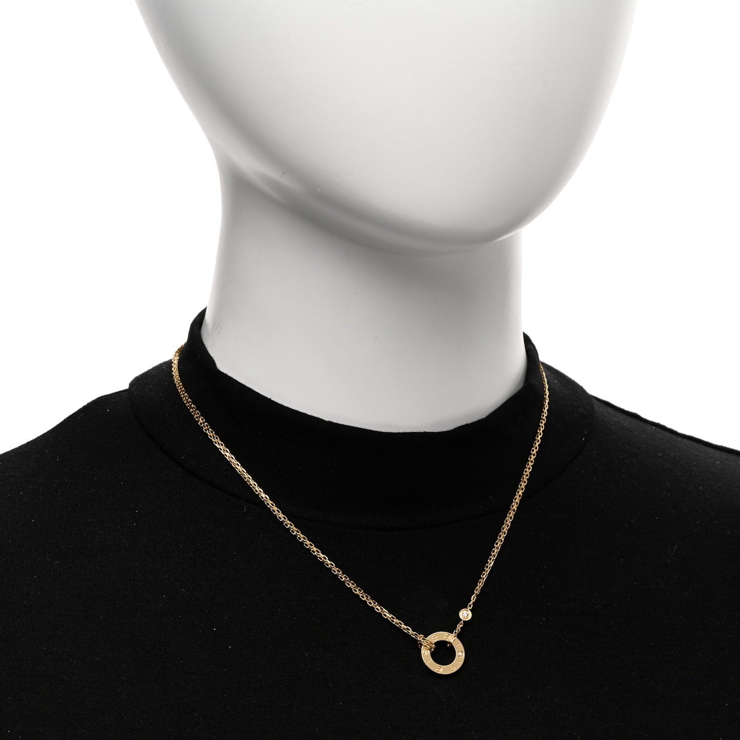 18K Yellow Gold 2 Diamond LOVE Necklace