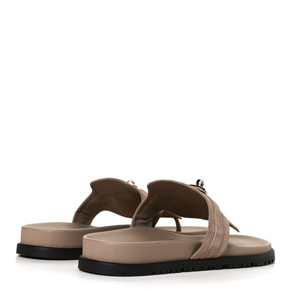 Hermes Suede Goatskin Womens Empire Sandals 41 Beige Sable 4 of 11
