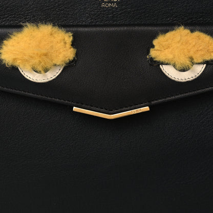 Fendi Vitello Dolce Fox Fur Monster Eyes Mini 2Jours Pouch Black Yellow 8 of 10