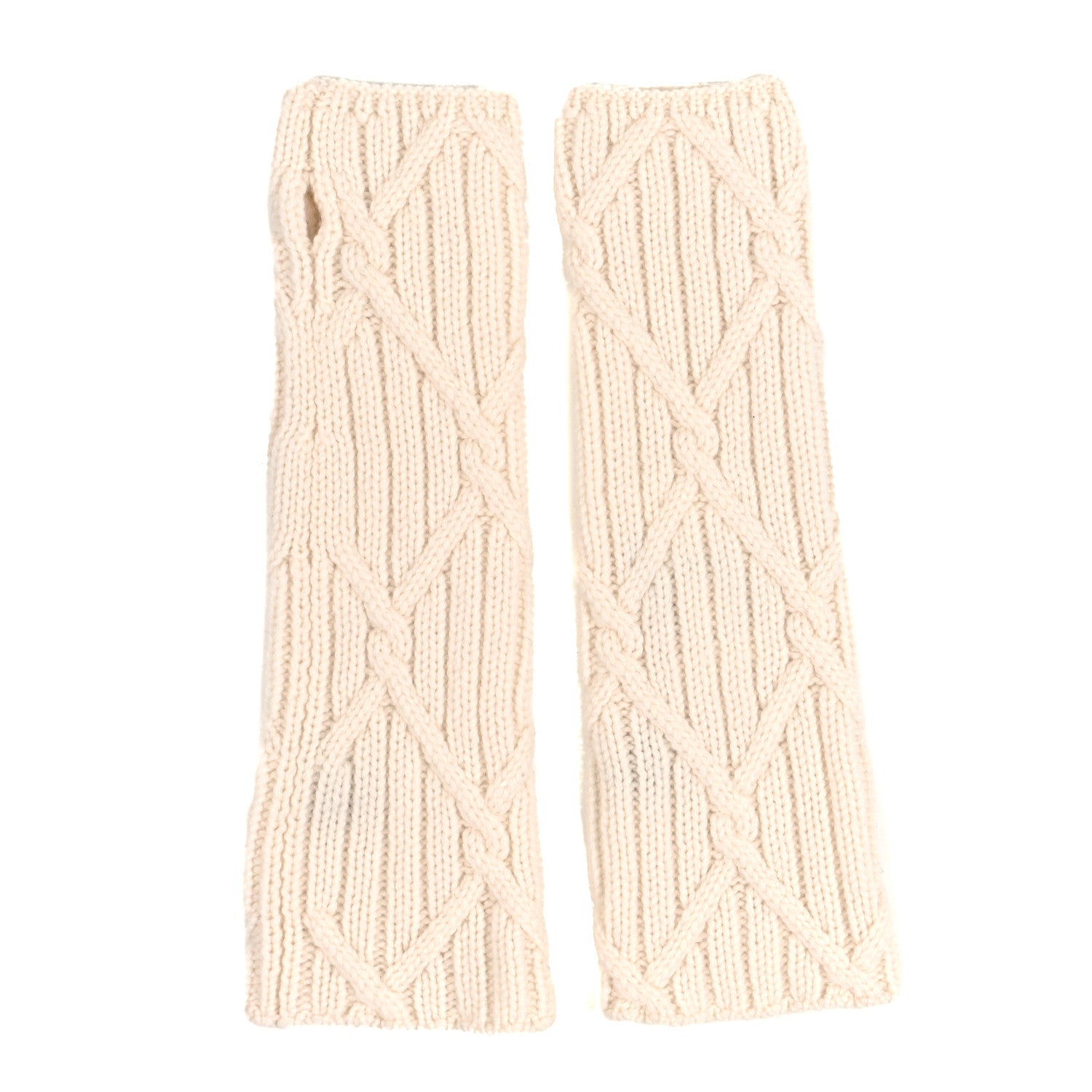 Chanel Cashmere Cable Knit Fingerless Gloves Ivory 2 of 4