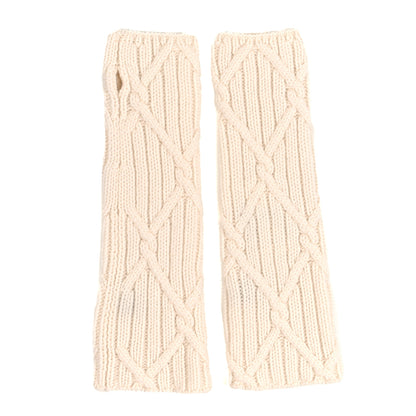 Chanel Cashmere Cable Knit Fingerless Gloves Ivory 2 of 4