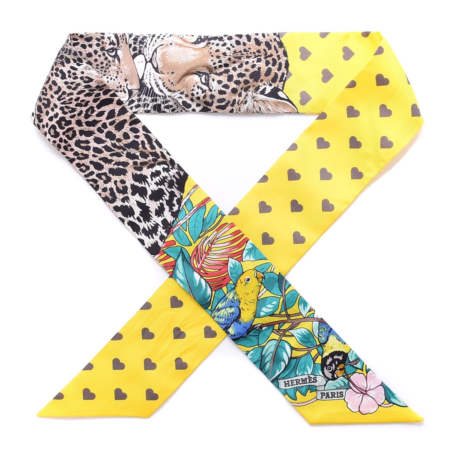 Hermes Silk Jungle Love Love Twilly Jaune Vif Canard 1 of 4
