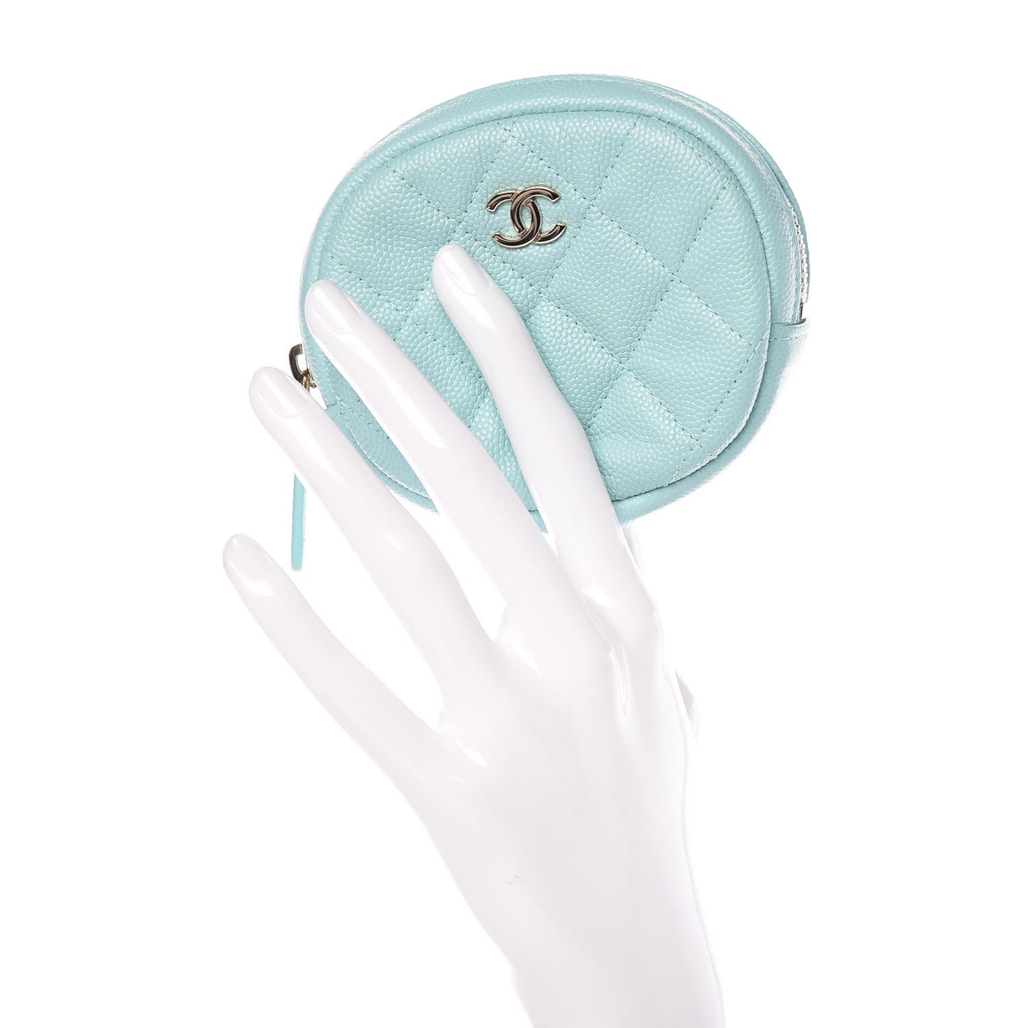 Caviar Quilted Zip Around Classic Coin Purse Light Blue