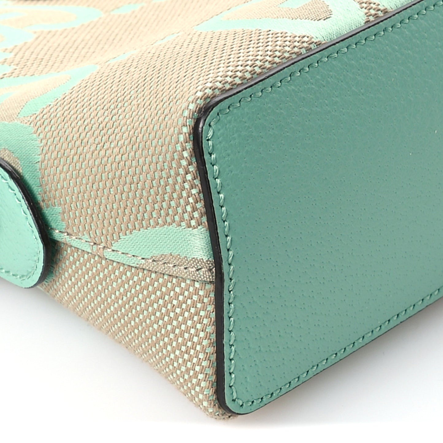Monogram Jumbo GG Textured Dollar Calfskin Small Ophidia Dome Shoulder Bag Beige Pepperlight Mint