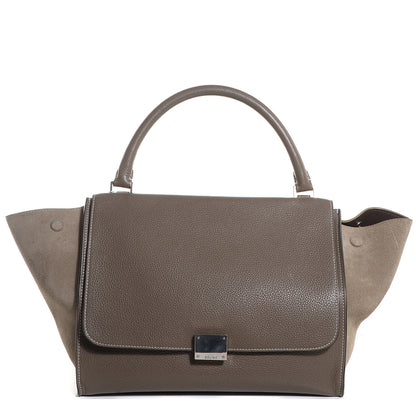 Celine Calfskin Suede Medium Trapeze Souris 1 of 9