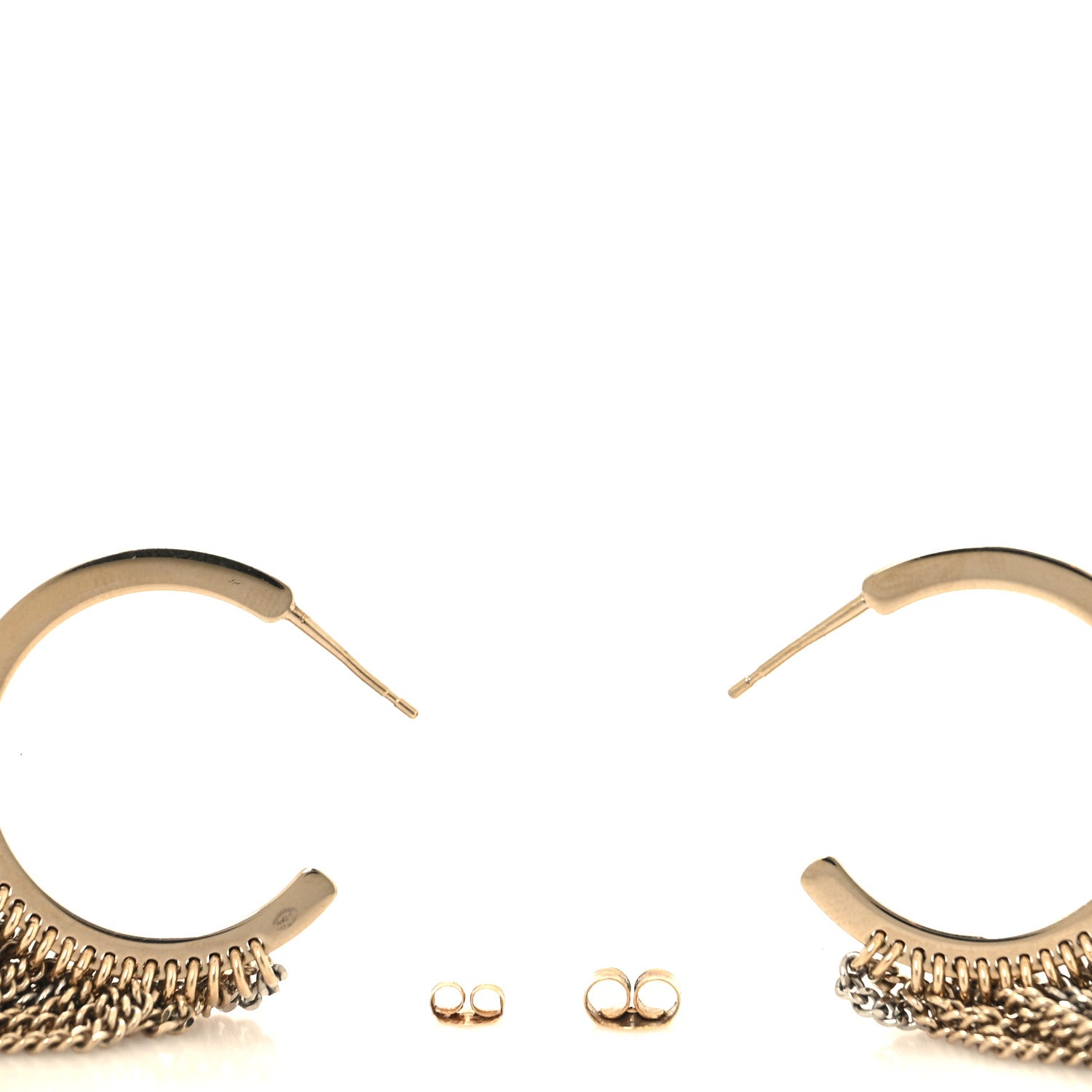 Chanel CC Chain Fringe Hoop Earrings Gold 3 of 4