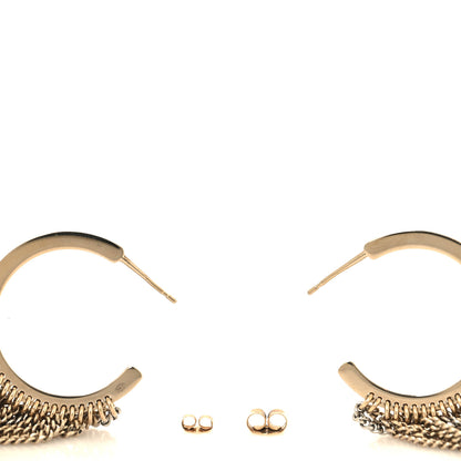 Chanel CC Chain Fringe Hoop Earrings Gold 3 of 4