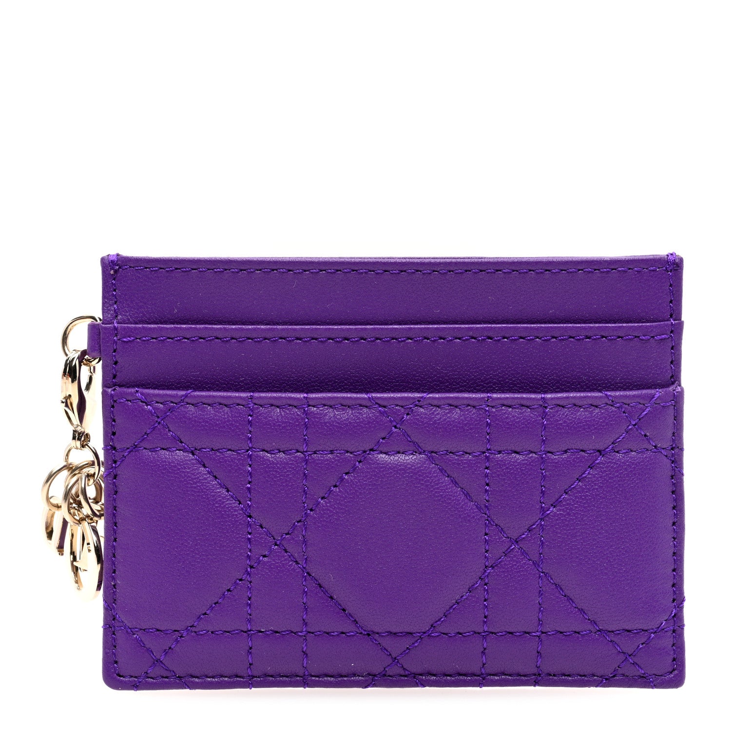 Christian Dior Lambskin Cannage Lady Dior Card Holder Purple 1 of 7