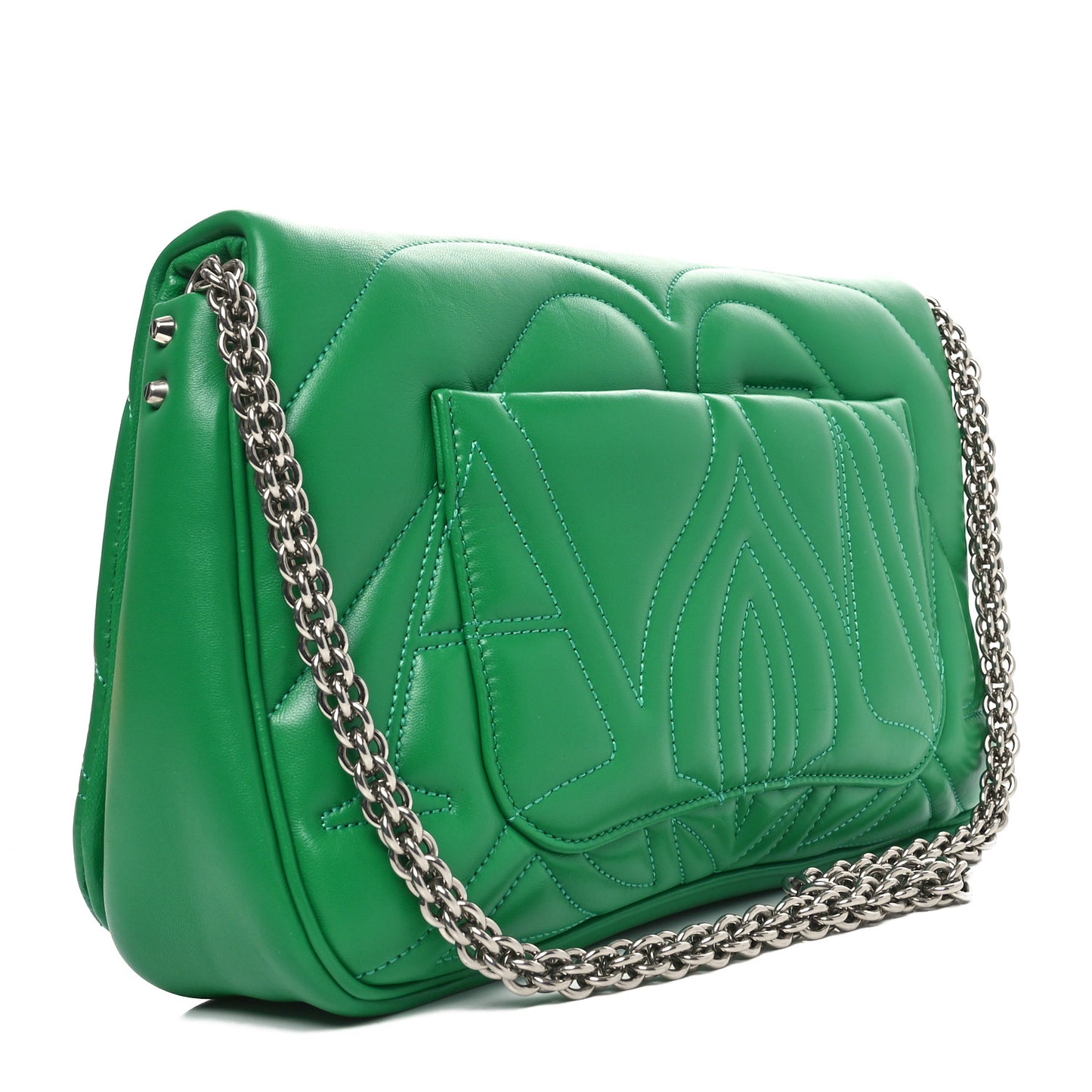 Lambskin Quilted Medium The Seal Chain Shoulder Bag Green