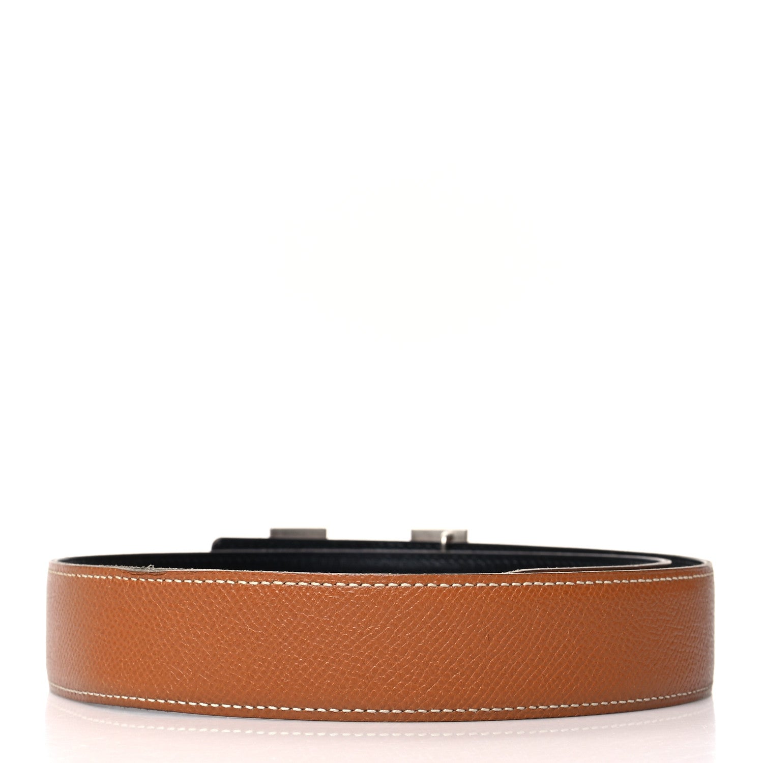 Hermes Box Courchevel 32mm H Belt 65 Black Gold 2 of 10