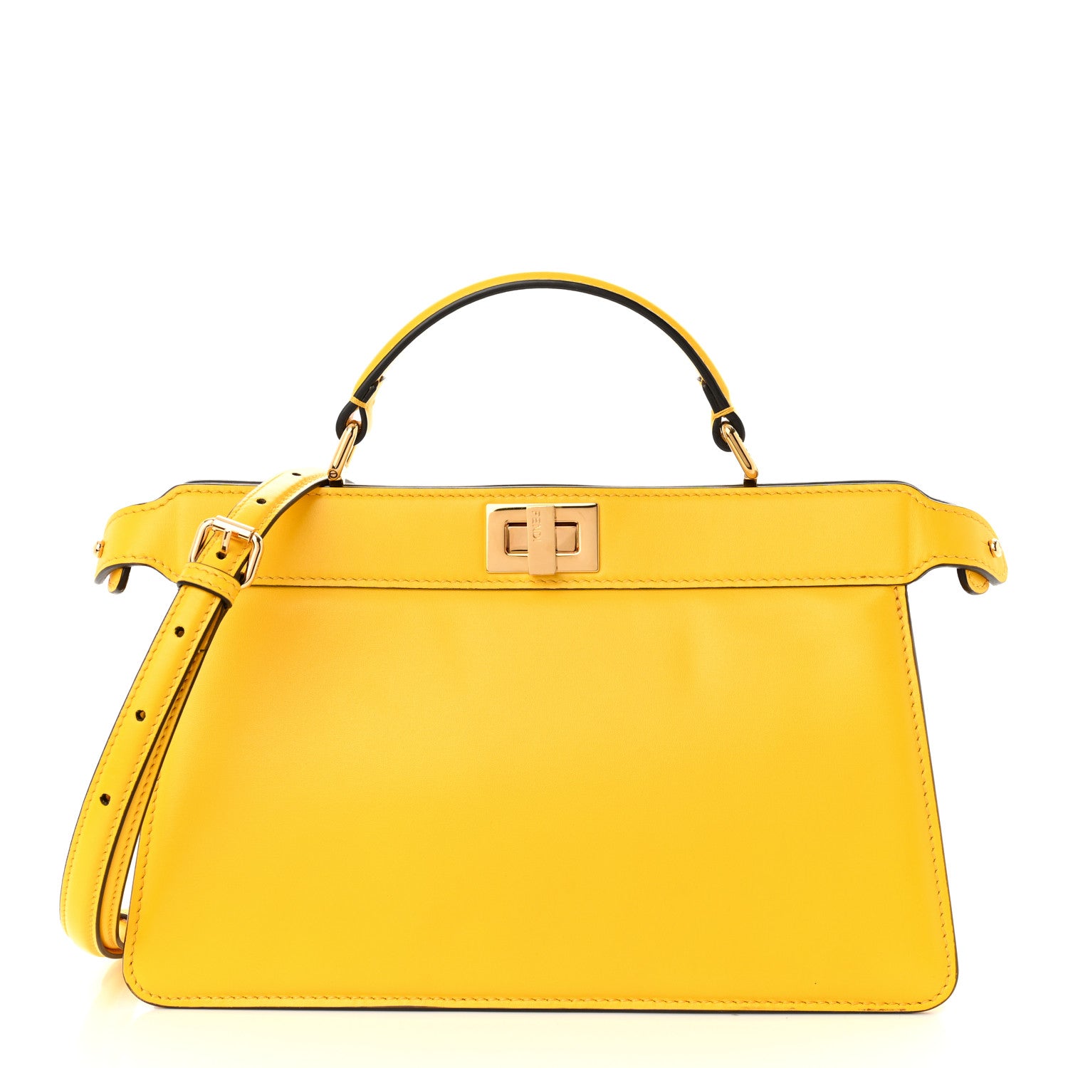 Fendi Vitello King Luxor Shiny Nappa Medium Peekaboo I SEE U East West Satchel Limone Light Rose 1 of 9