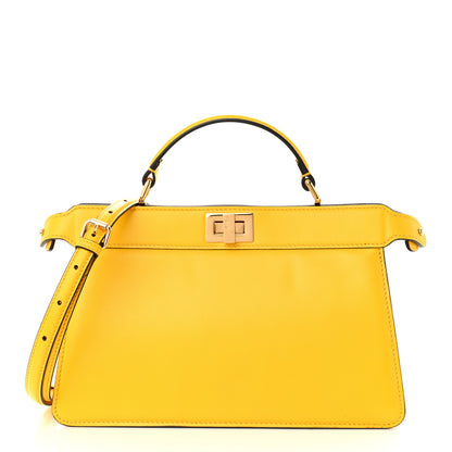 Fendi Vitello King Luxor Shiny Nappa Medium Peekaboo I SEE U East West Satchel Limone Light Rose 1 of 9