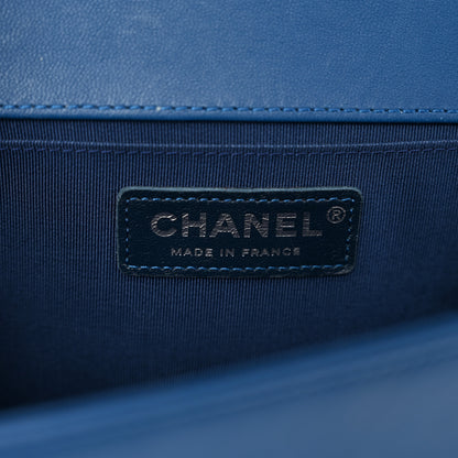 Chanel Lambskin Iridescent PVC Chevron Quilted Medium Boy Flap Blue Silver 7 of 11