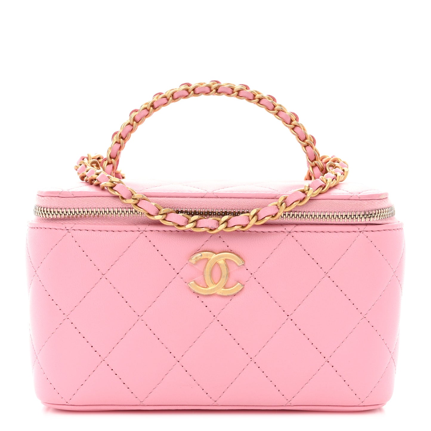 Lambskin Quilted Pick Me Up Vanity Case Pink