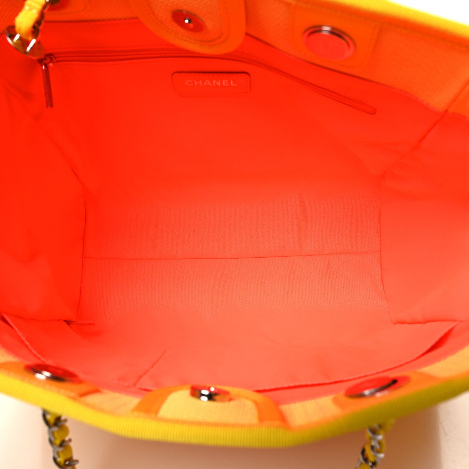 Chanel Mixed Fibers Small Deauville Tote Yellow Orange 5 of 10