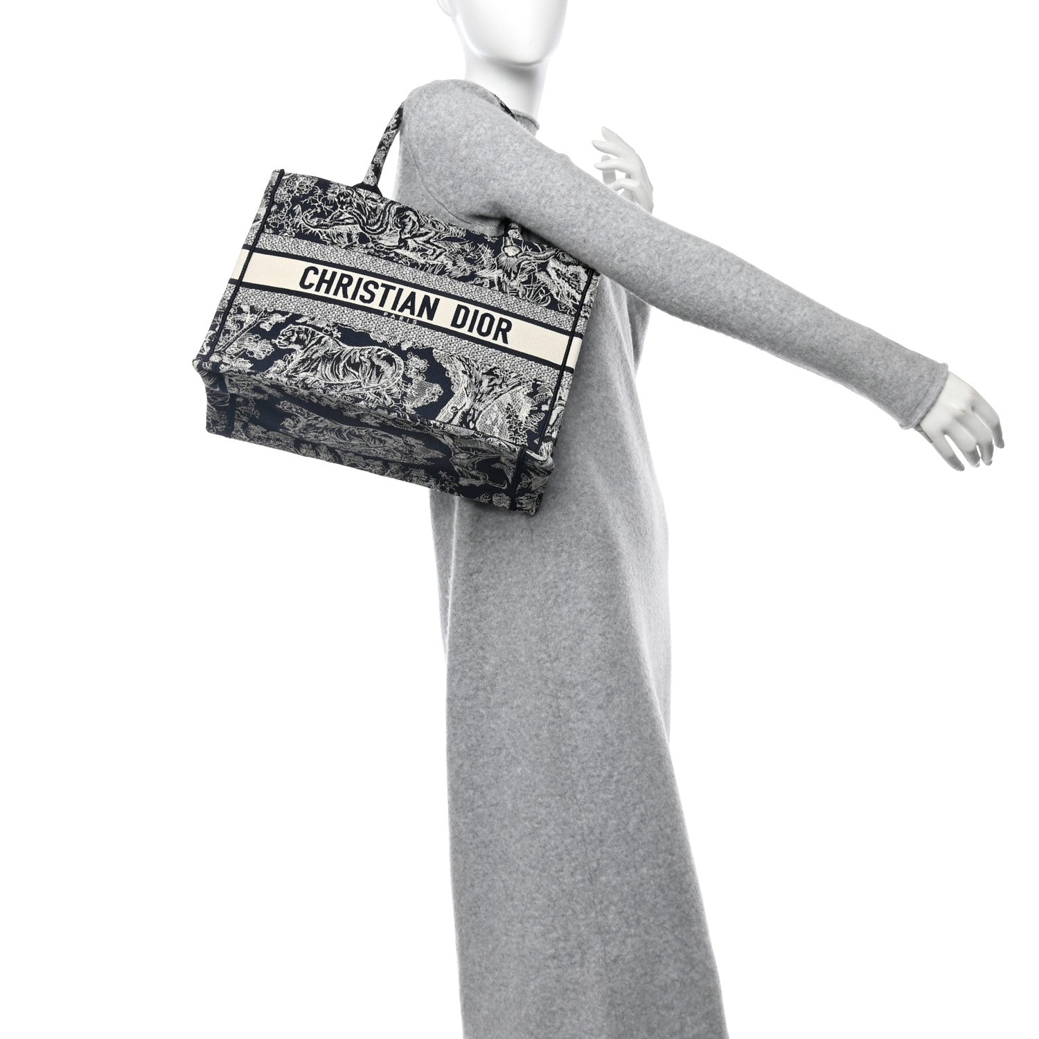 Christian Dior Canvas Embroidered Medium Dioriviera Toile De Jouy Reverse Book Tote Blue 2 of 11