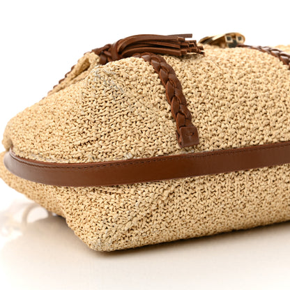 Chloe Raffia Calfskin Medium Penelope Shoulder Bag Tan 8 of 14
