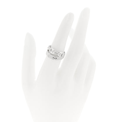 Hermes 18K White Gold Kelly Diamond Double Tour Chaine d'Ancre Pave Ring 53 6.5 2 of 5