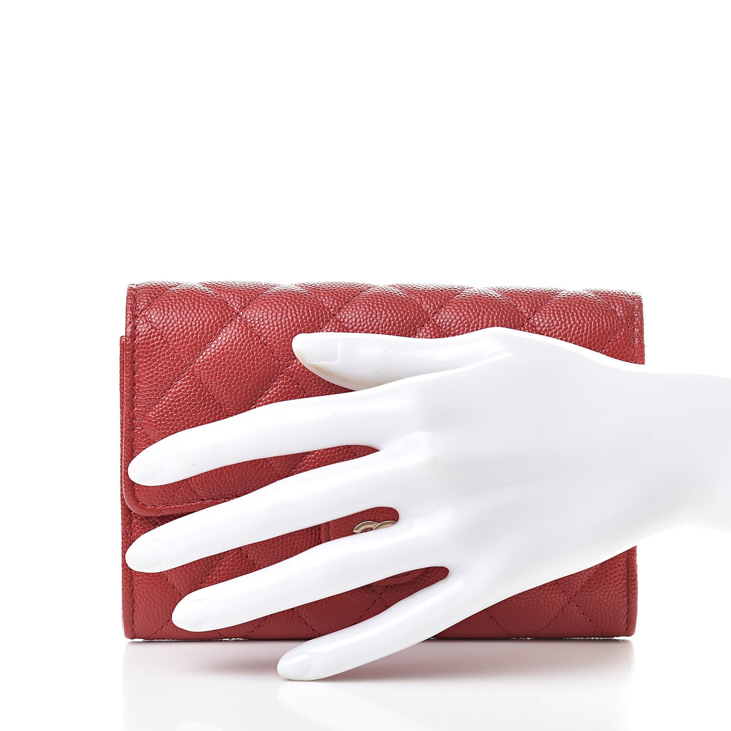 Chanel Caviar Quilted Medium Flap Wallet Red 2 of 10