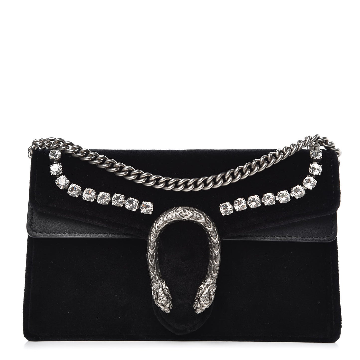 Velvet Crystal Super Mini Dionysus Shoulder Bag Black