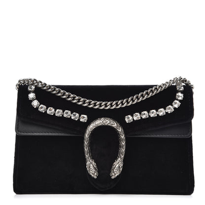 Gucci Velvet Crystal Super Mini Dionysus Shoulder Bag Black 1 of 7