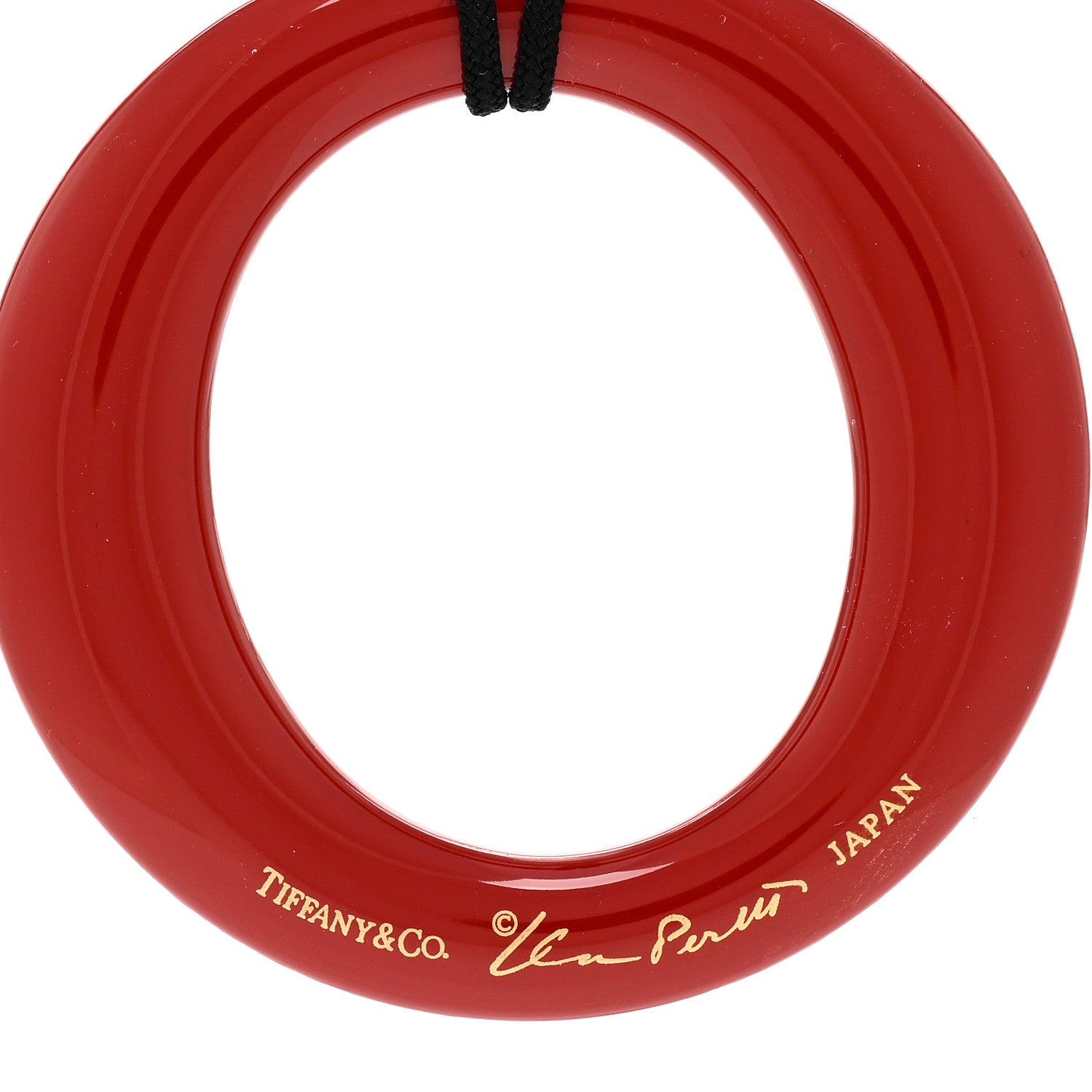 Tiffany Lacquer Hardwood Elsa Peretti Sevillana Pendant Cord Necklace Red 5 of 6