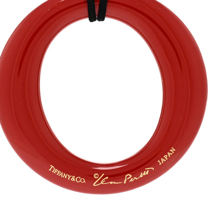 Tiffany Lacquer Hardwood Elsa Peretti Sevillana Pendant Cord Necklace Red 5 of 6