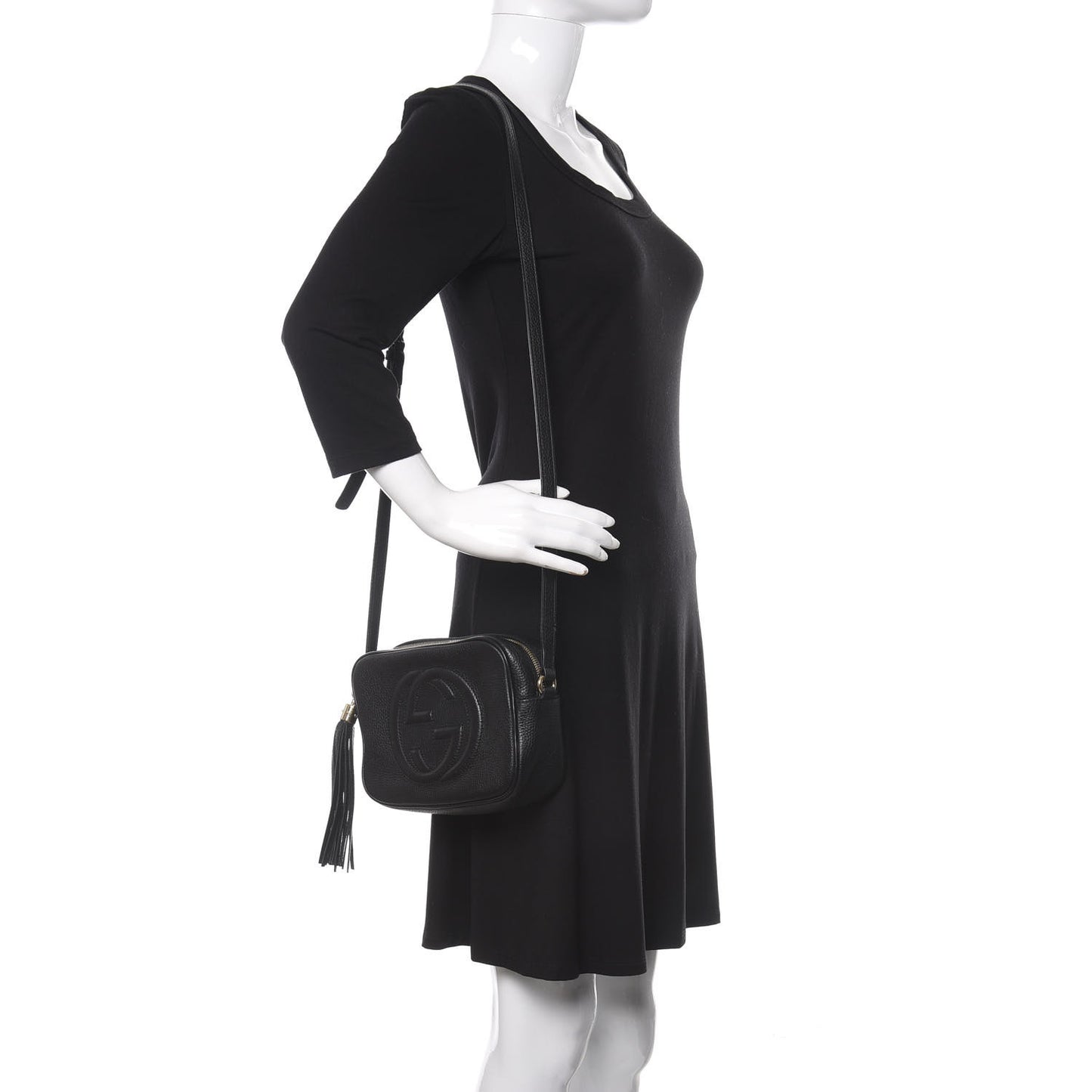 Pebbled Calfskin Small Soho Disco Bag Black