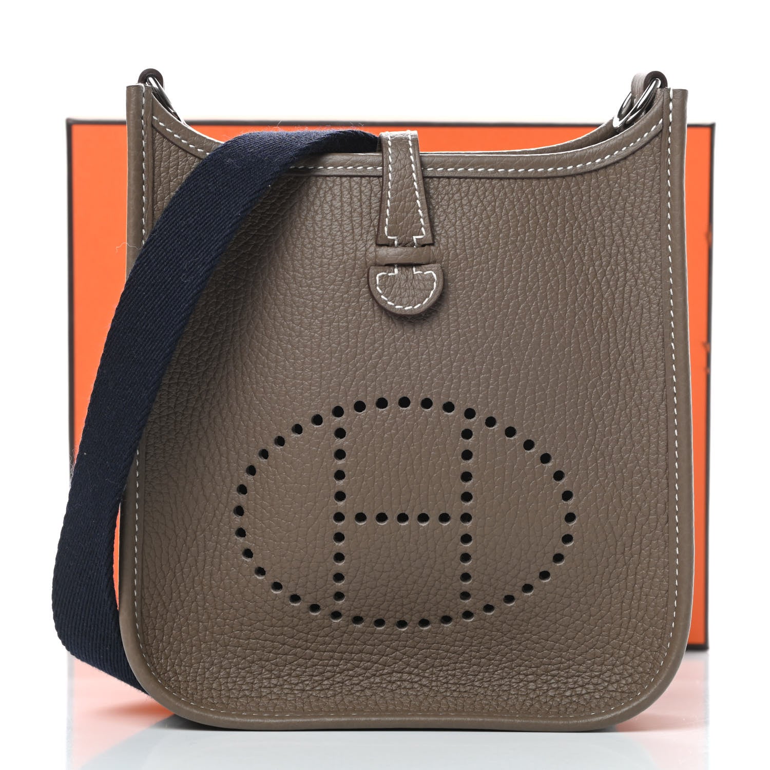 Hermes Taurillon Clemence Amazone Evelyne TPM Etoupe Bleu Indigo 11 of 11