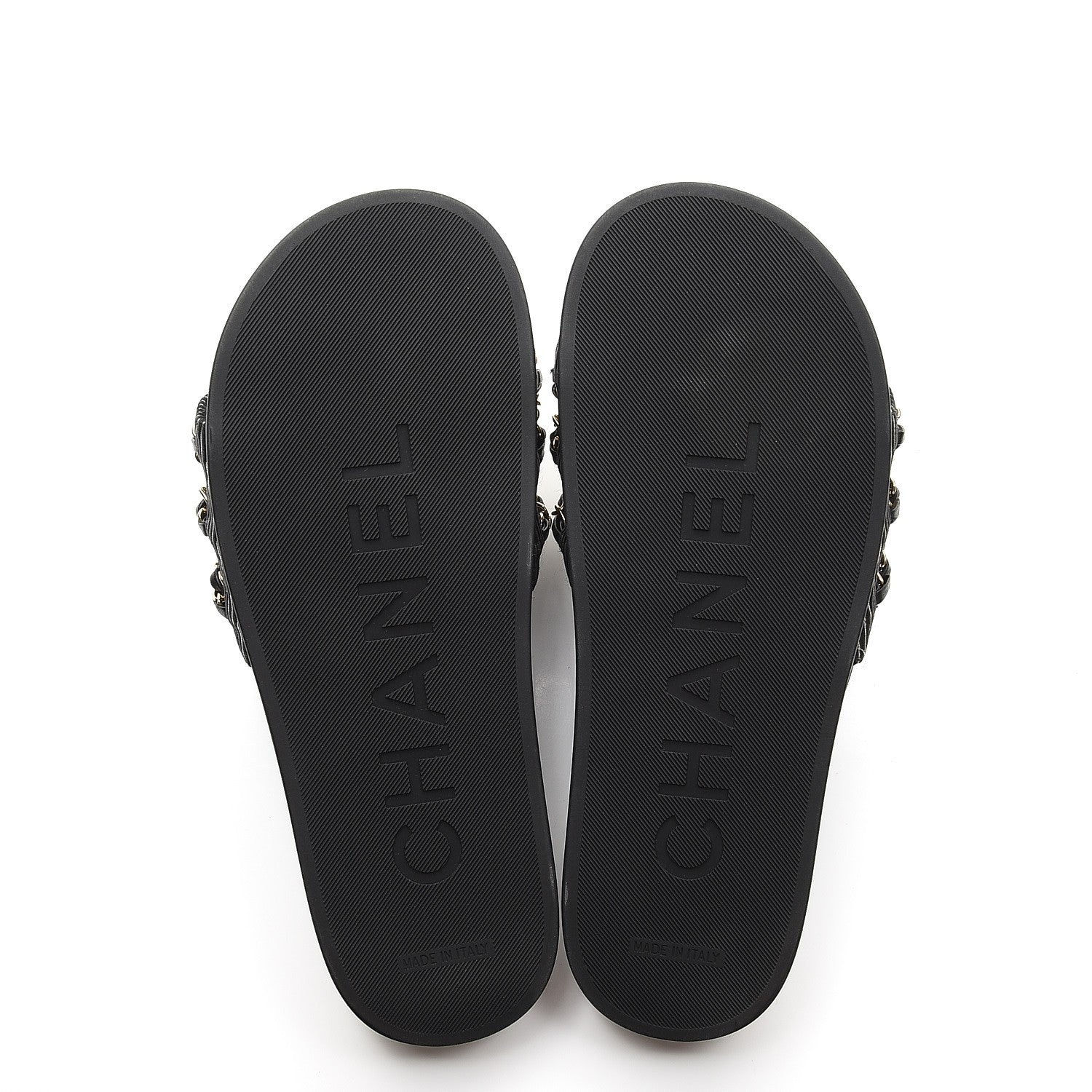 Chanel Calfskin Chain Flat Sandals 38 Black 5 of 9