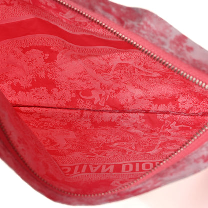 Christian Dior Canvas Embroidered Toile De Jouy Diortravel Zipped Pouch Candy Pink 5 of 8