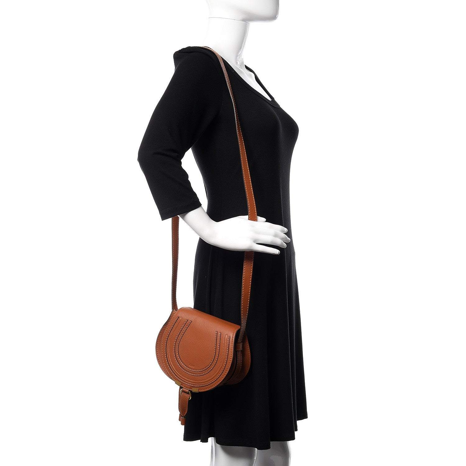 Chloe Calfskin Mini Marcie Round Crossbody Bag Tan 2 of 10