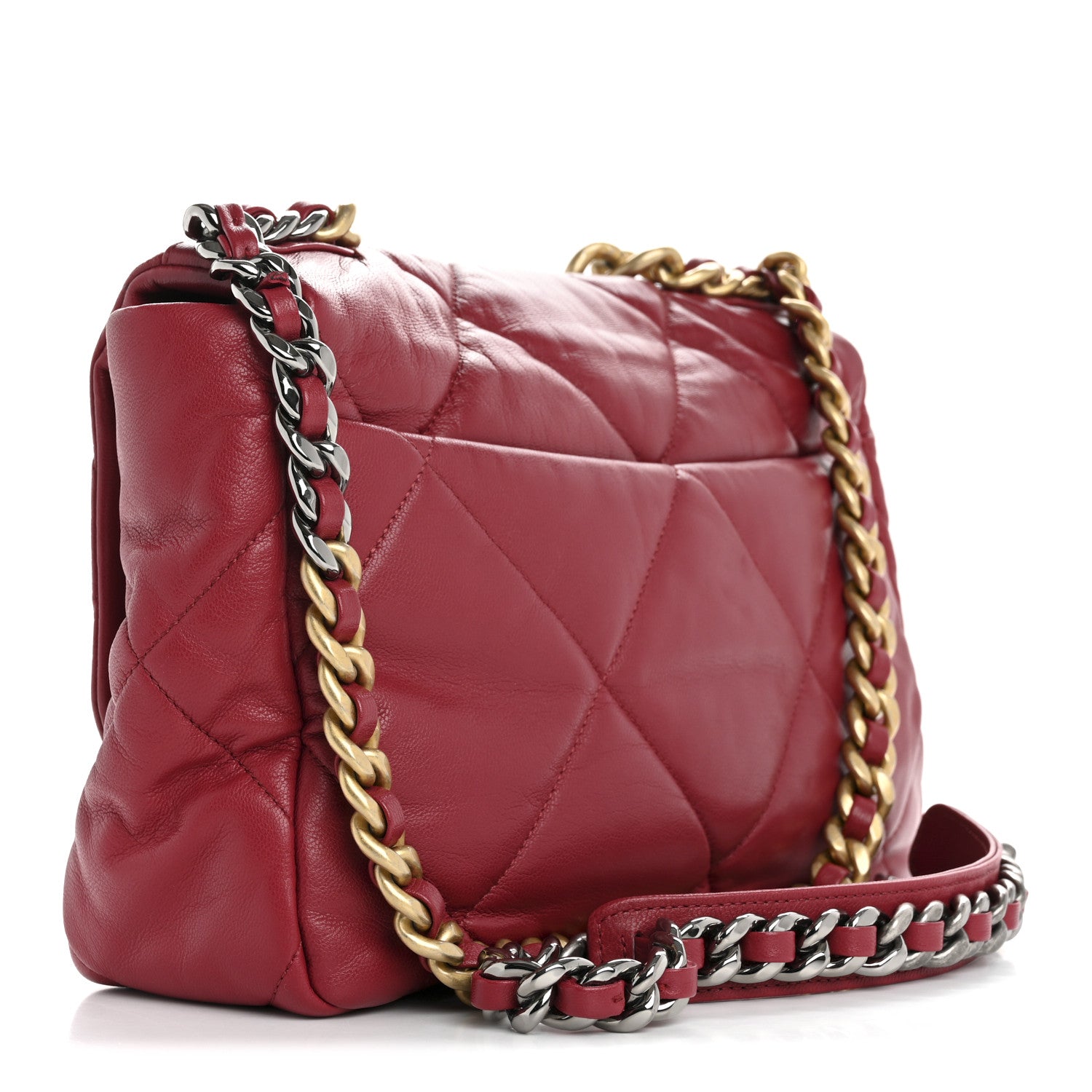 Chanel Goatskin Quilted Large Chanel 19 Flap Dark Pink 2 of 10