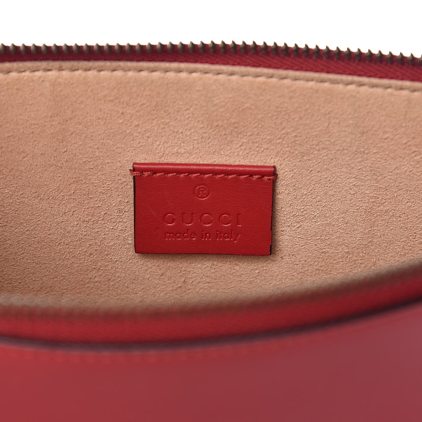 Calfskin GucciGhost Print Pouch Hibiscus Red
