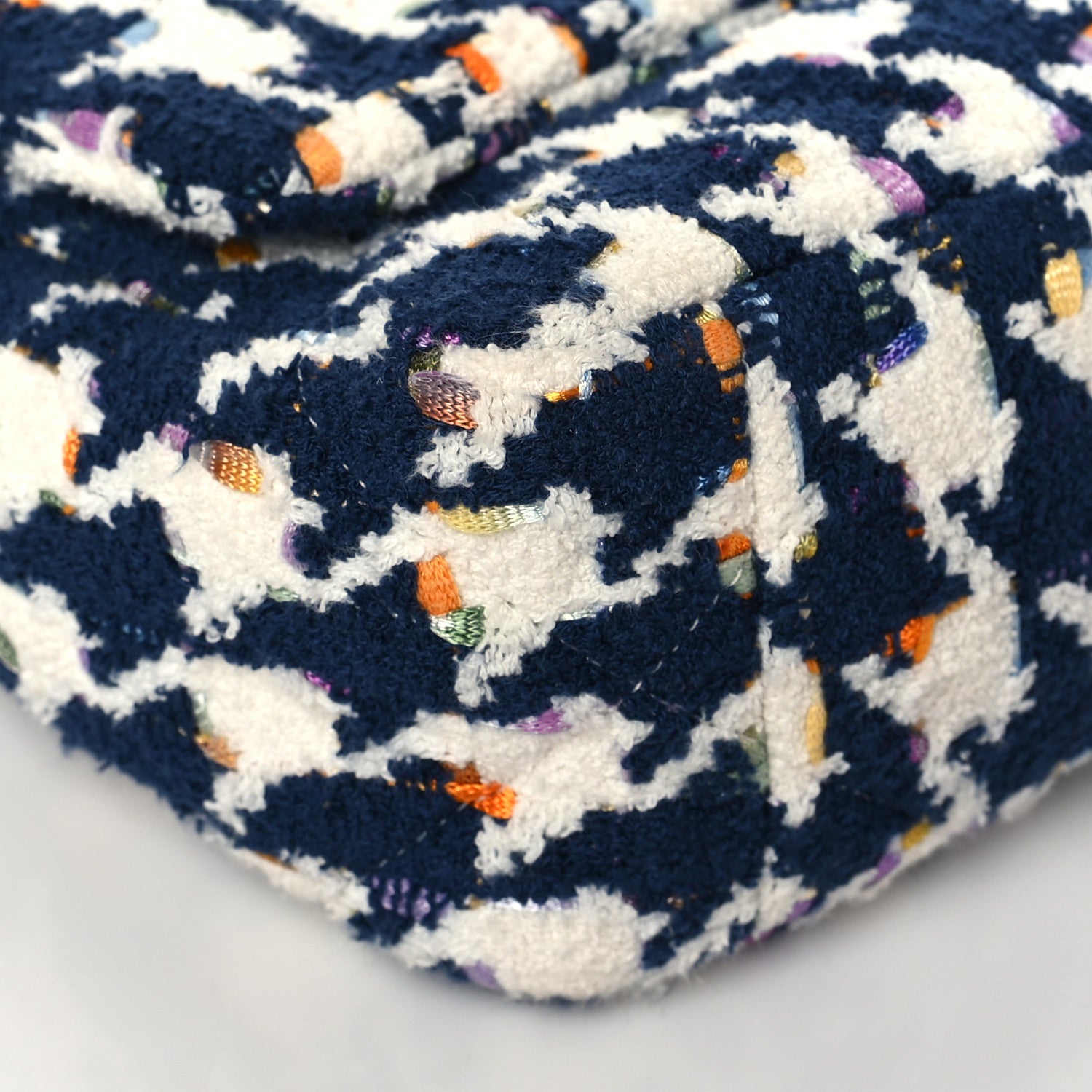 Chanel Tweed Quilted Medium Chanel 19 Flap Ecru Navy Blue Multicolor 9 of 10