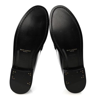 Saint Laurent Glazed Calfskin Le Loafer 15 Penny Slippers 38.5 Black 11 of 20