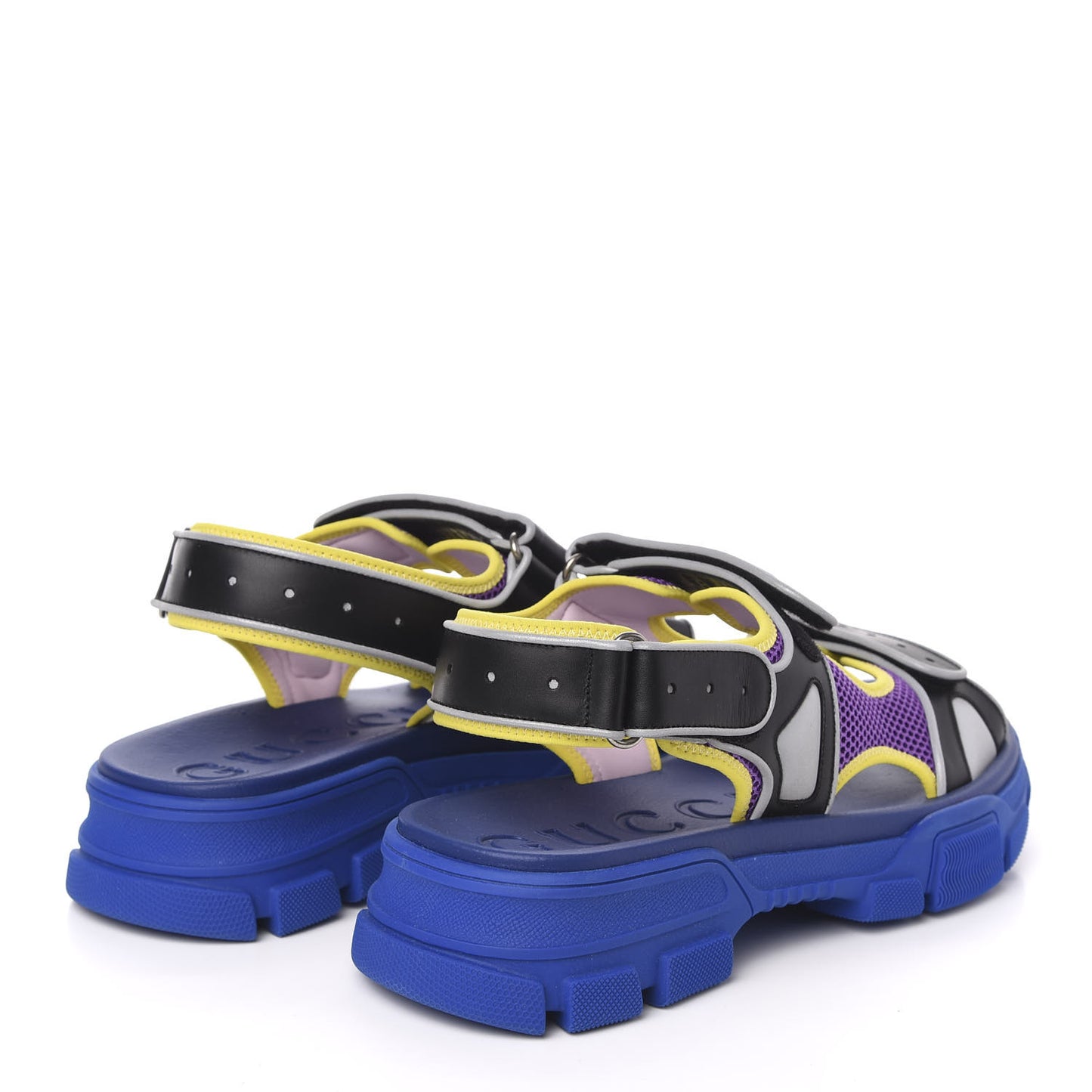 X SEGA Calfskin Mesh Mens Aguru Sandals 12 Black Blue Purple