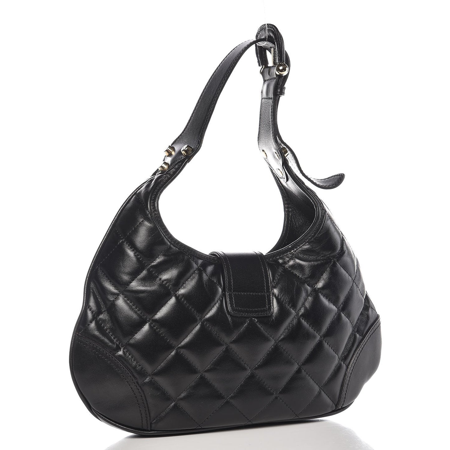 Calfskin Quilted Small Brook Hobo Black