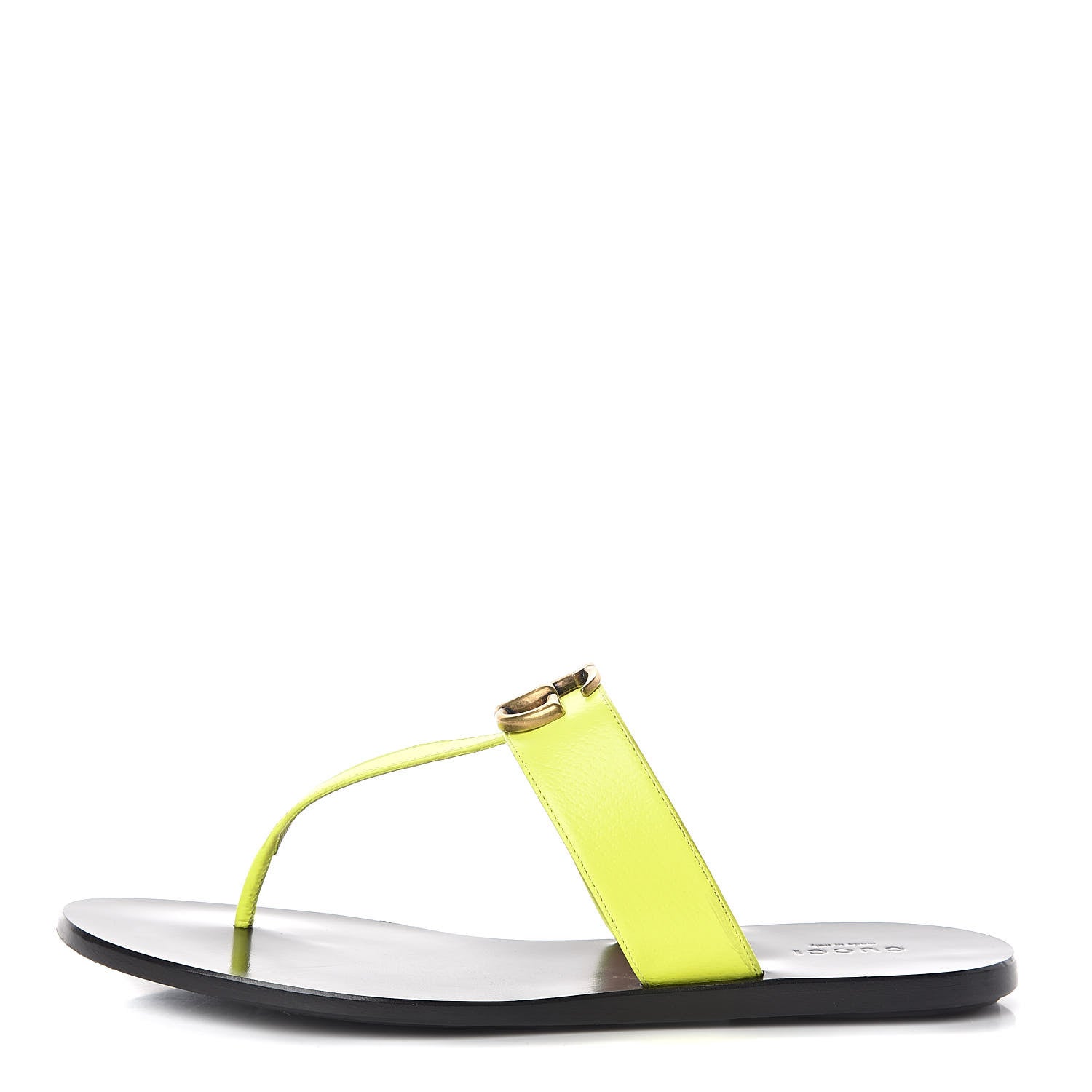 Gucci Calfskin GG Marmont Thong Sandals 39 Yellow Fluo 1 of 10
