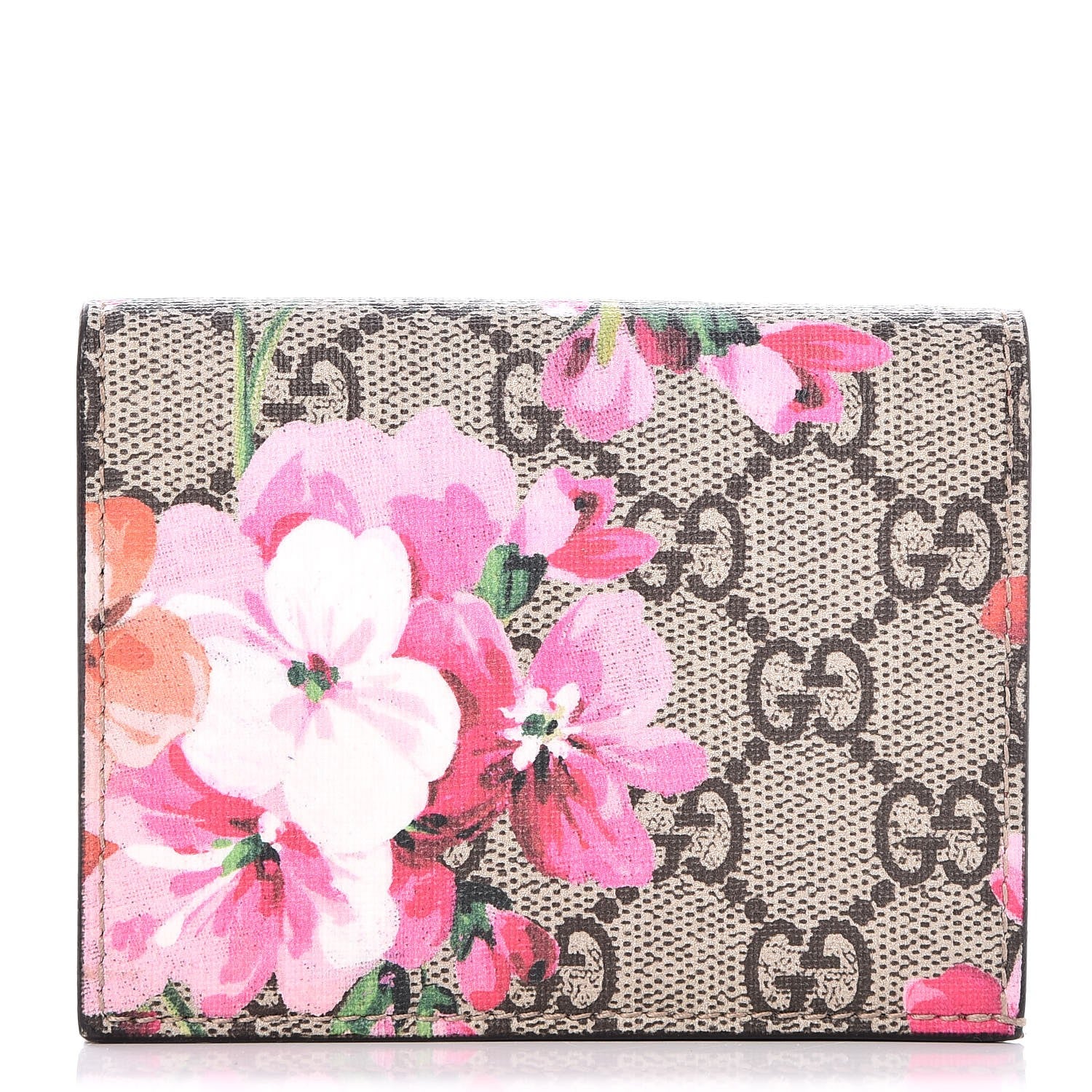 Gucci GG Supreme Monogram Blooms Card Case Beige Multicolor Dry Rose 1 of 7