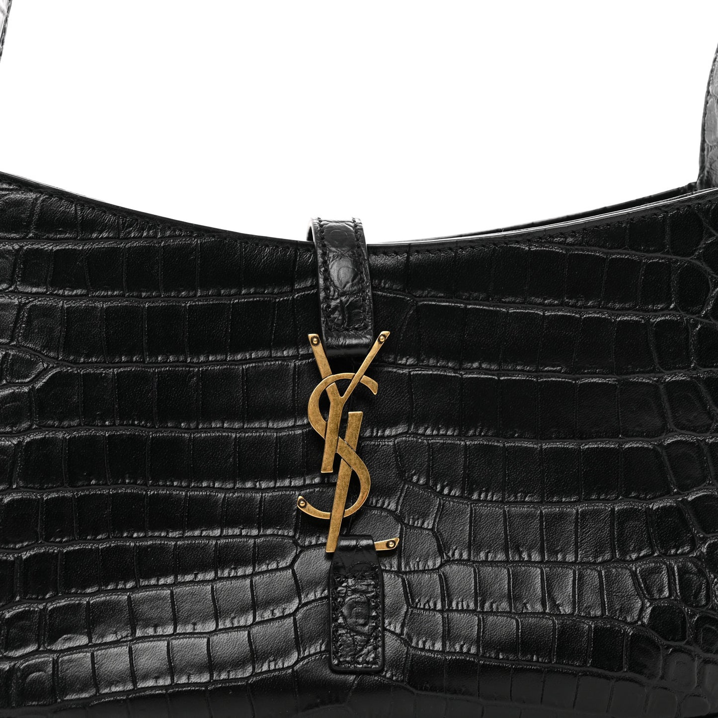 Calfskin Crocodile Embossed LE 5 A 7 Hobo Black