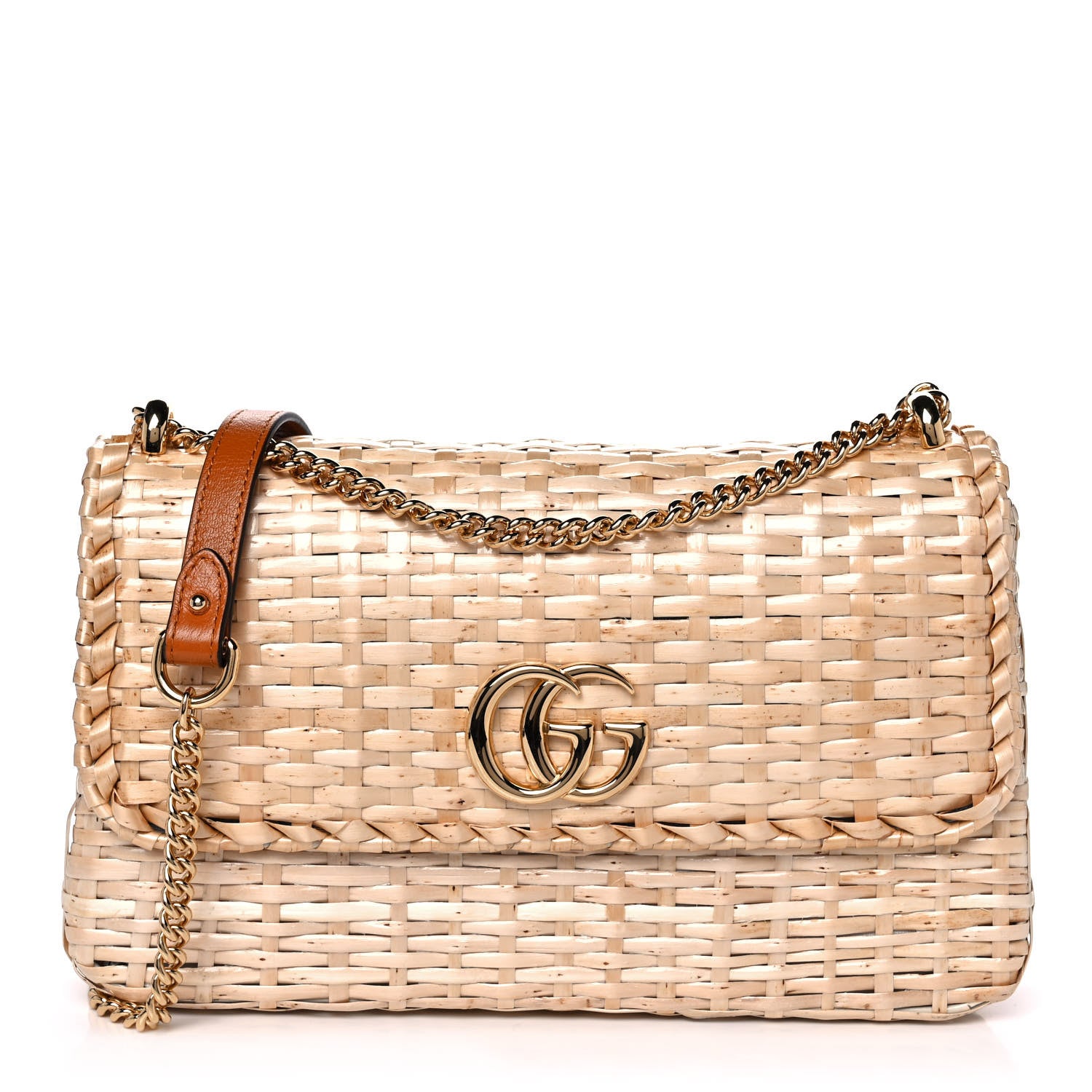 Gucci Glazed Wicker Small Cestino Shoulder Bag Natural 1 of 13