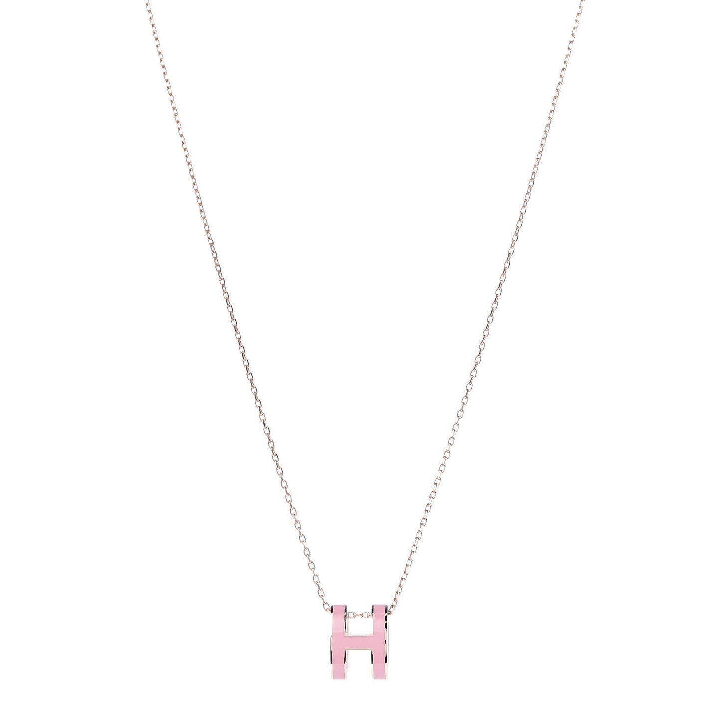 Lacquered Rose Gold Pop H Pendant Necklace Rose Dragee