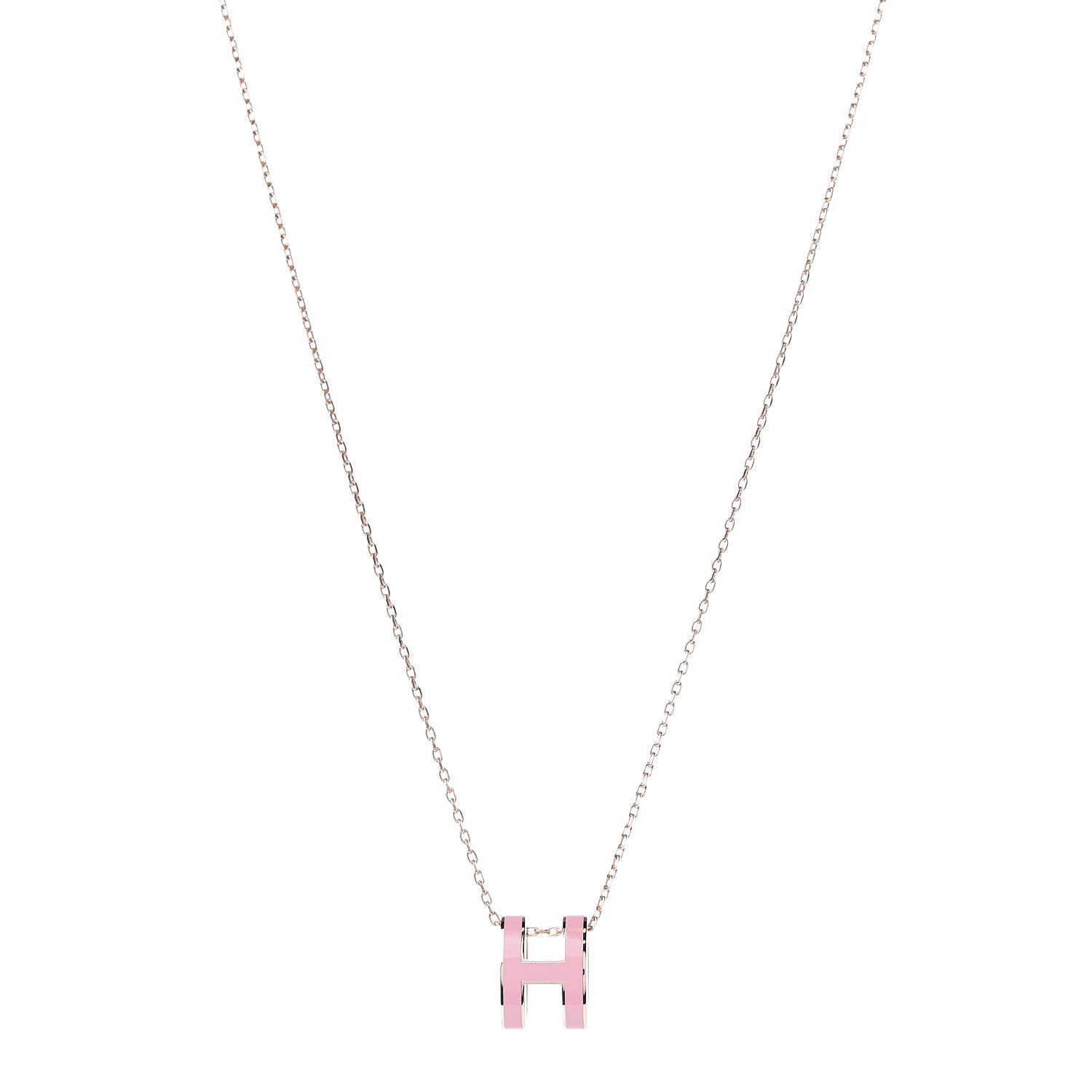 Hermes Lacquered Rose Gold Pop H Pendant Necklace Rose Dragee 1 of 8